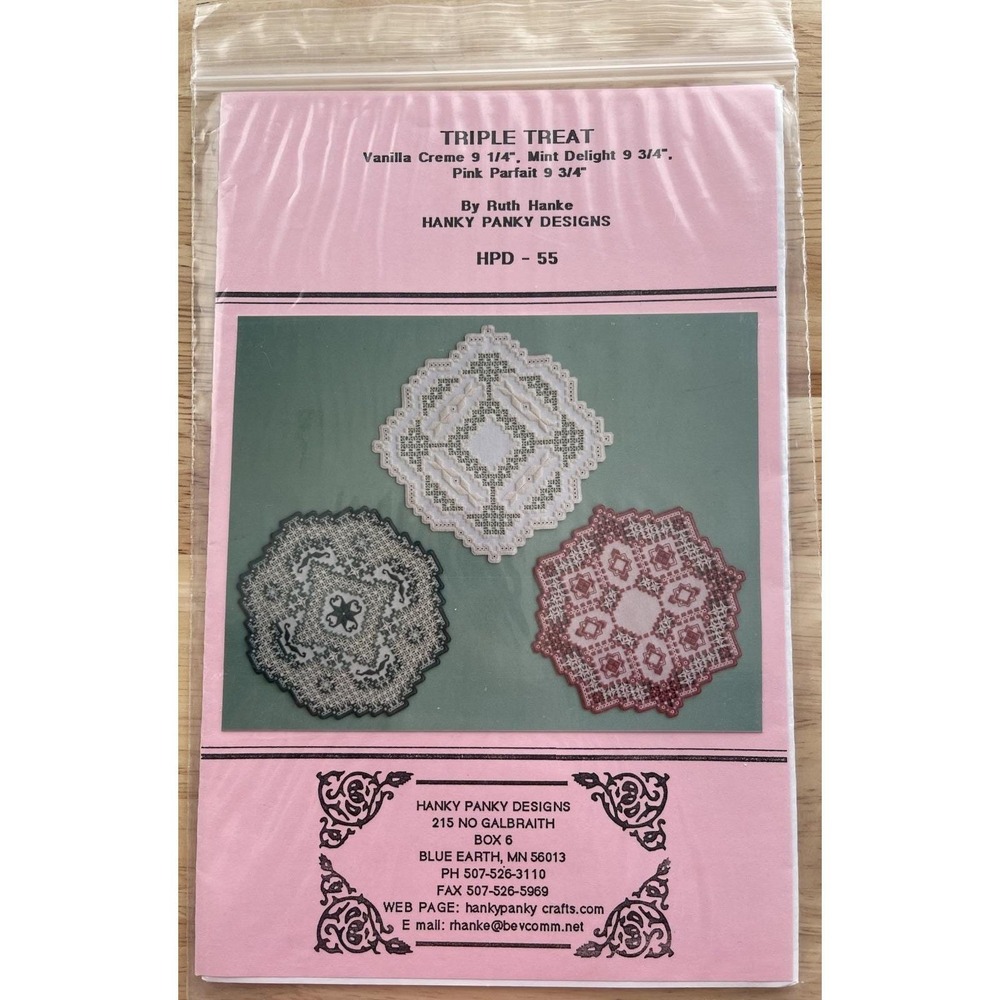 Hanky Panky Designs Hardanger Embroidery Pattern ~ TRIPLE THREAT